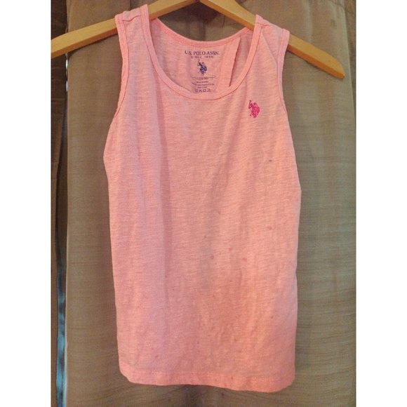 Girls U.S Polo Assn. Blush Pink Embroidered Logo Tank Top Open Back Size Large - Picture 1 of 5
